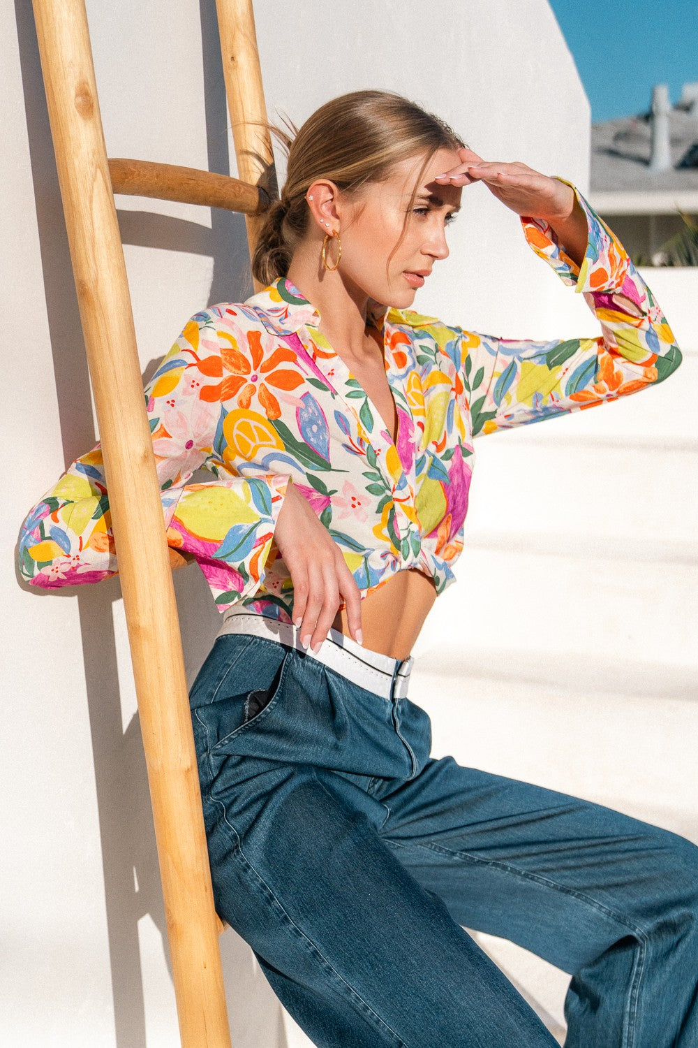 citrus sweet tropical print crop top matching set