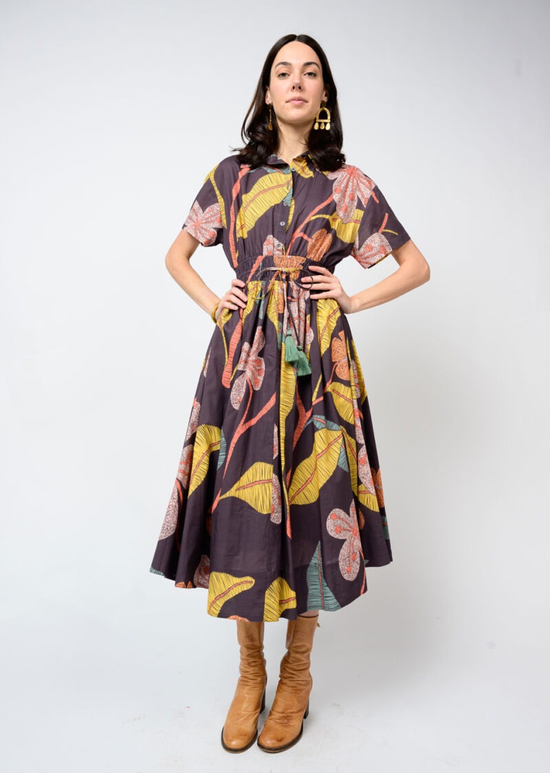 Uncle Frank Cinched Waist Shirtdress in grey