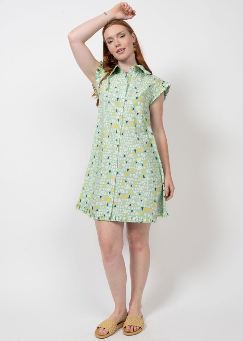 uncle frank ruffle and swing dress in mint-front view 3