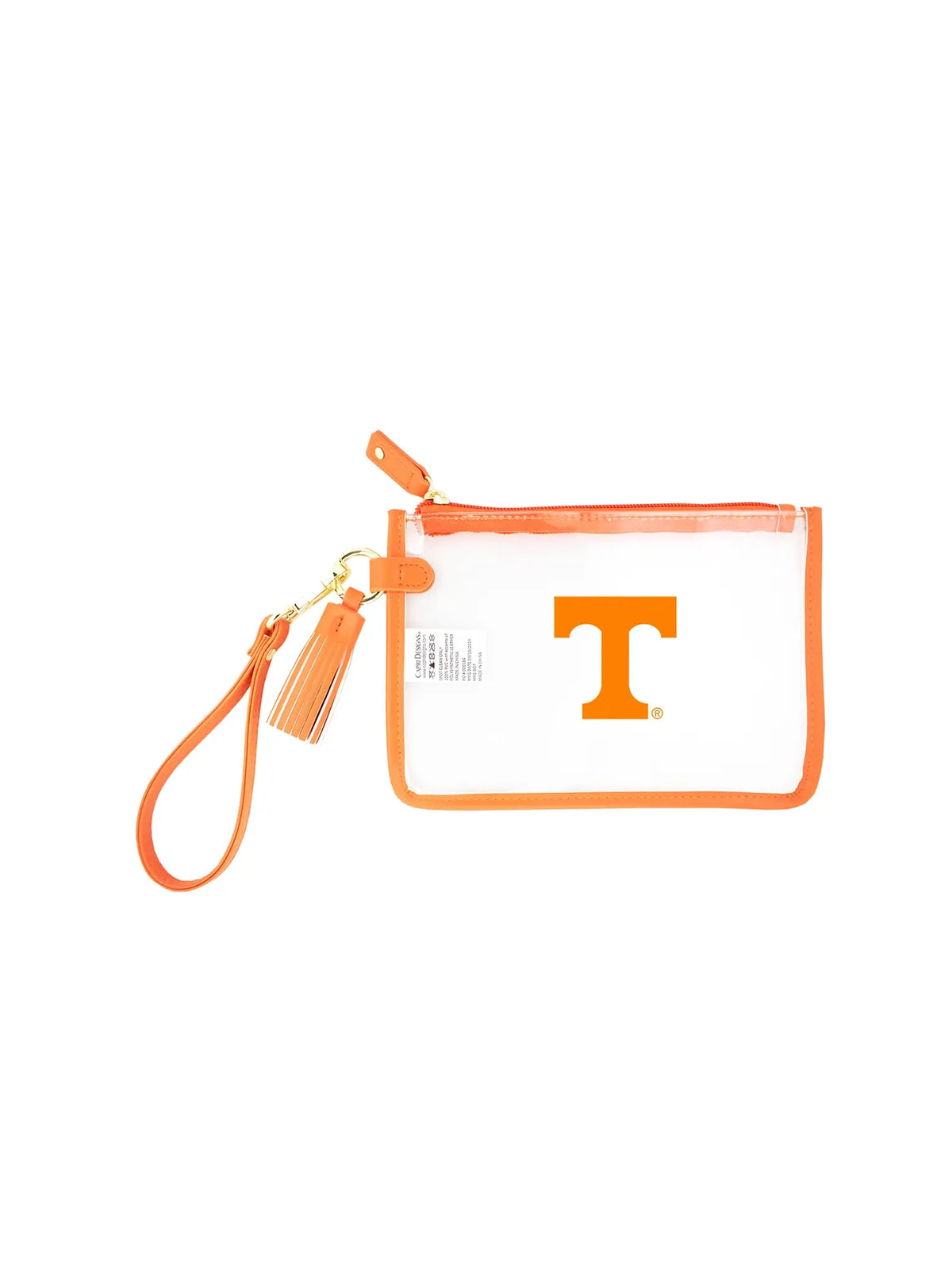 University of Tennessee Game Day Clear Orange Tassel Wristlet Clutch TN Vols Game Day