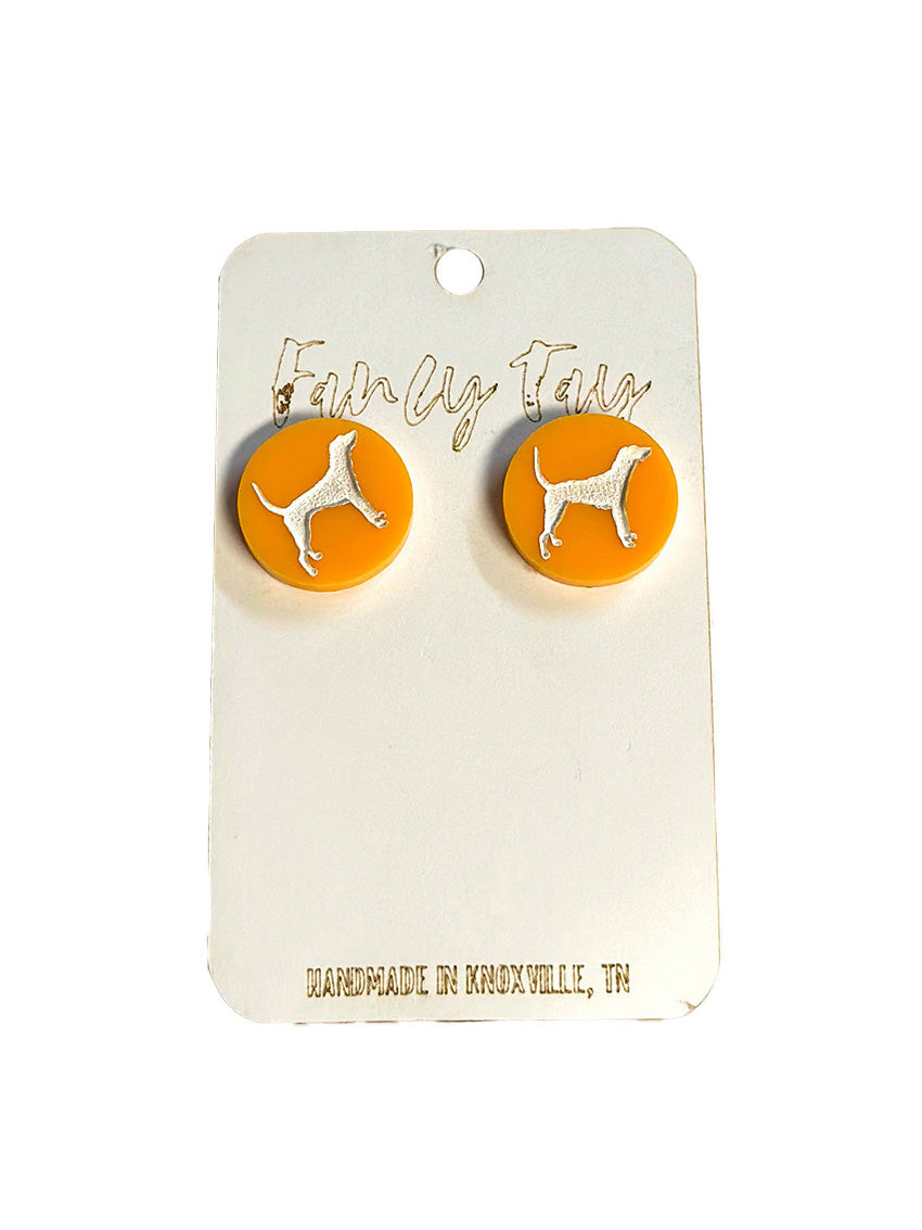 TN Vols Gameday Stud Earrings Orange Smokey Dog Mascot