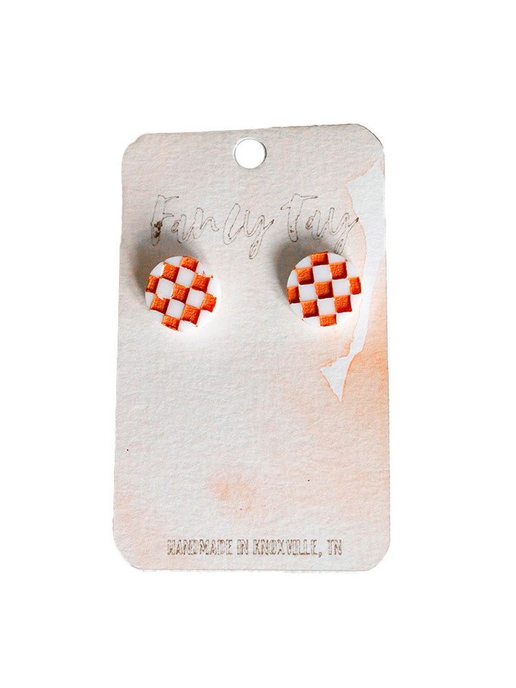 TN Vols Gameday Stud Earrings White Checkerboard