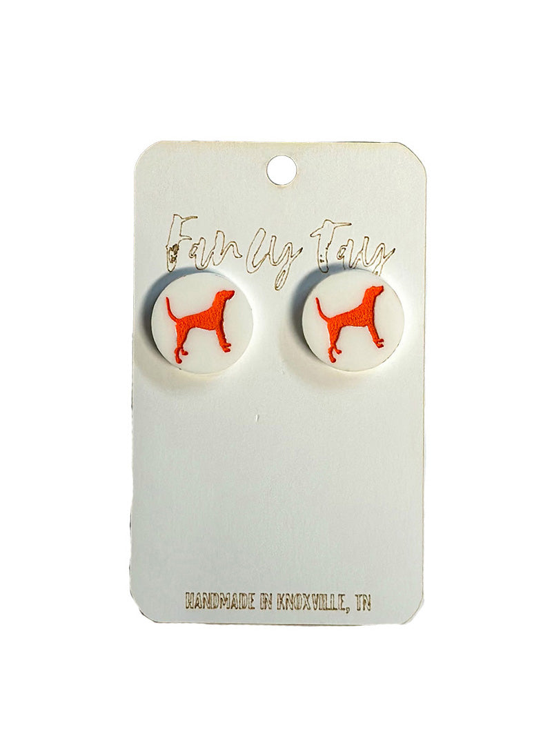 TN Vols Gameday Stud Earrings White Smokey Dog Mascot