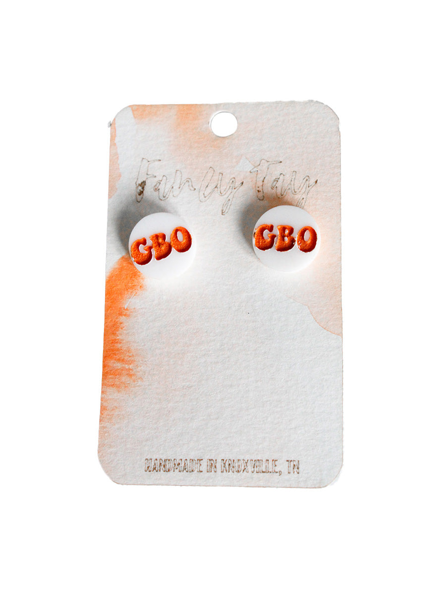 TN Vols Gameday Stud Earrings White GBO Go Big Orange