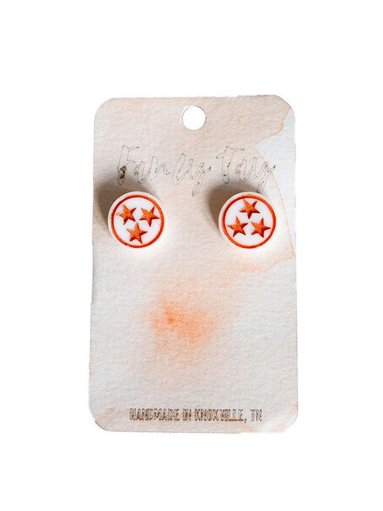 TN Vols Gameday Stud Earrings White Tristar