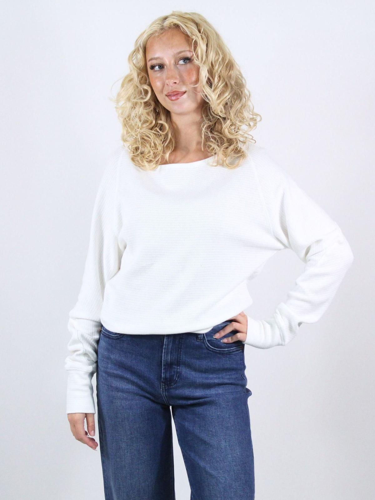 We The Free Jess Long Sleeve Slouchy Thermal Clean Ivory