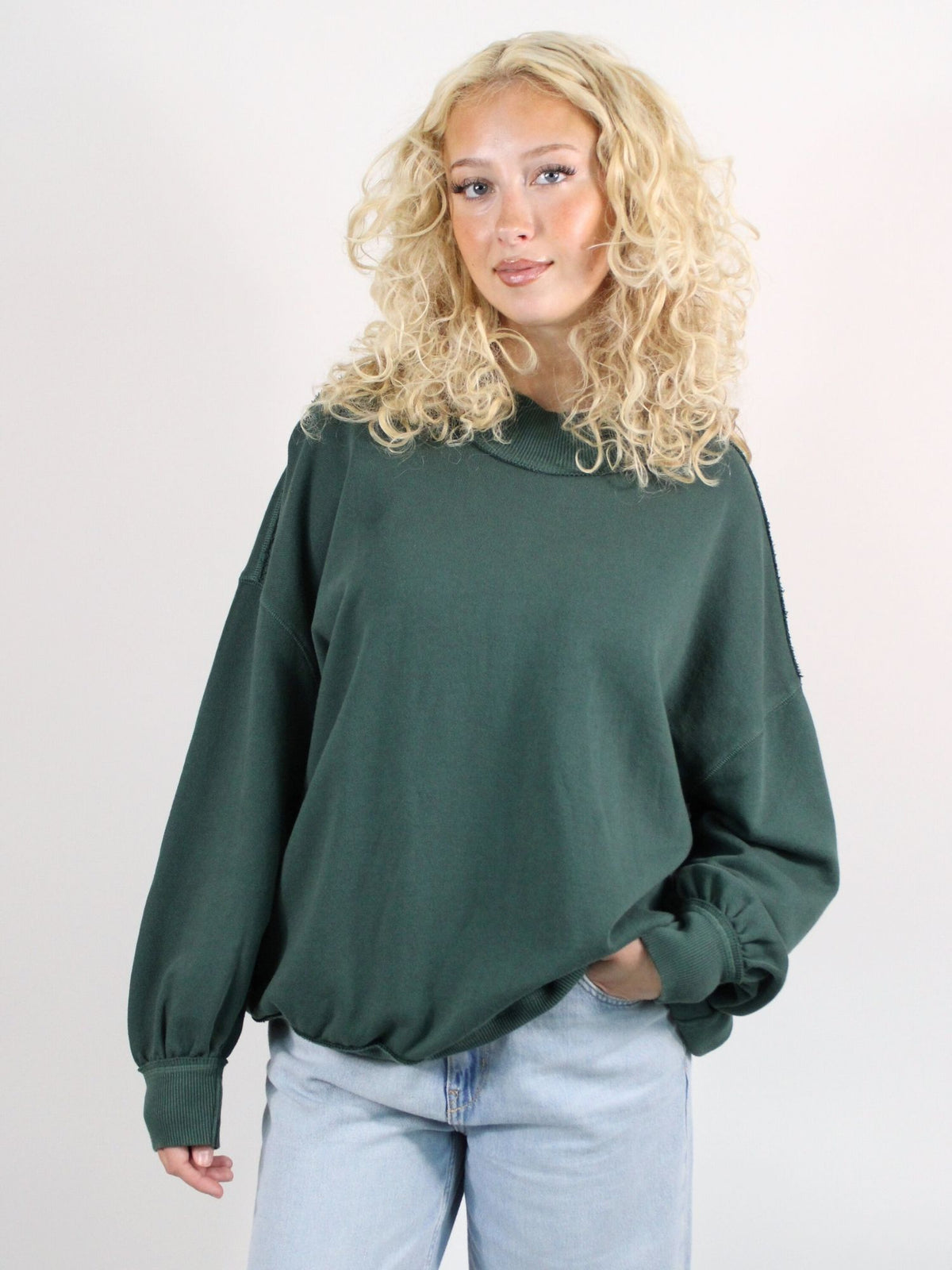 We The Free Palm Springs Turtleneck Pullover Sweatshirt Sea Moss