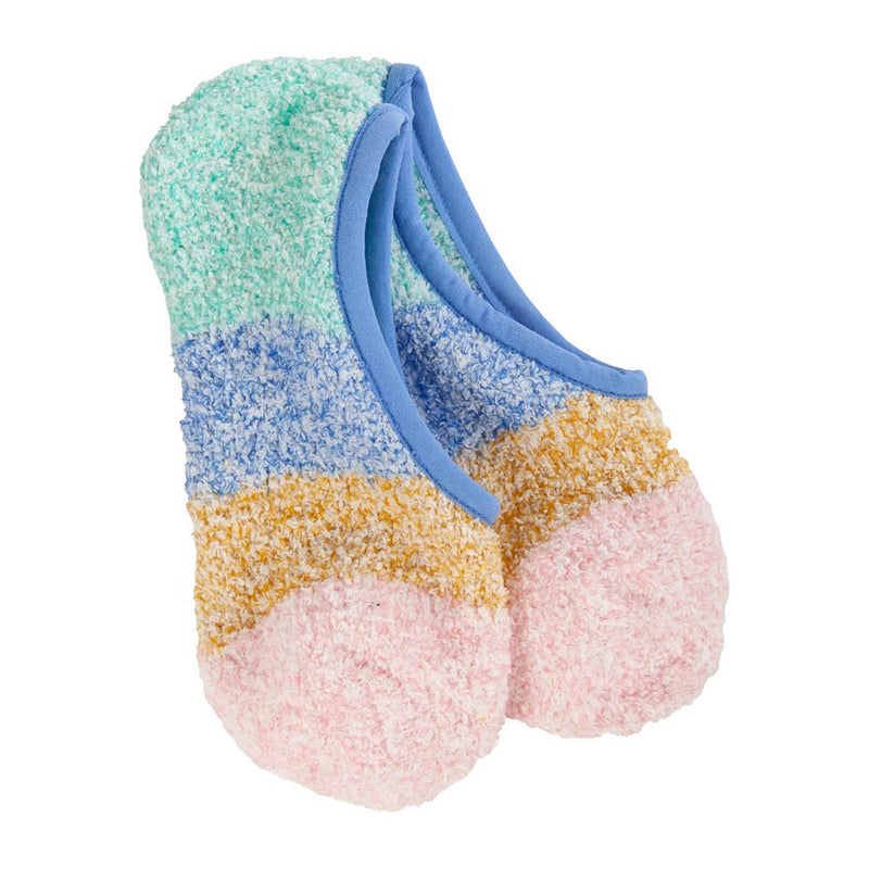 world's softest cozy colorblock footsie sock in blue multi