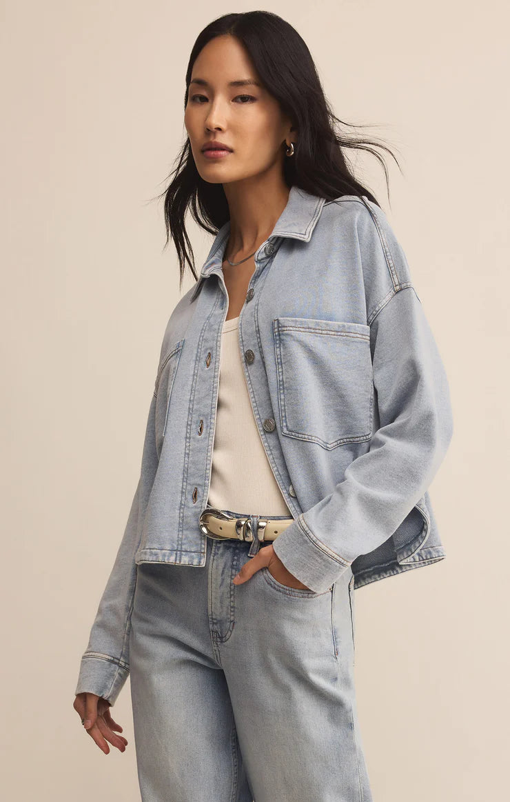 Z SUPPLY All Day Cropped Knit Denim Jacket – Bliss Z SUPPLY All Day Cropped Knit Denim Jacket – Bliss