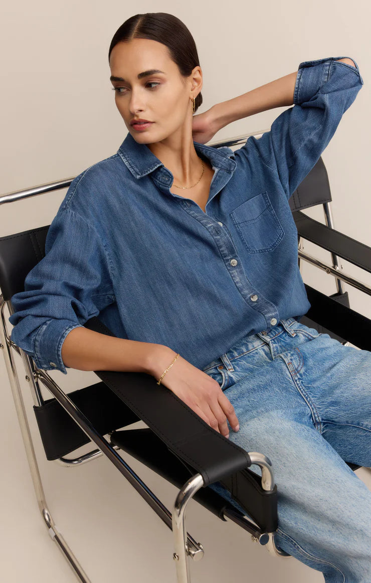 Z SUPPLY Atwood Denim Shirt in medium indigo
