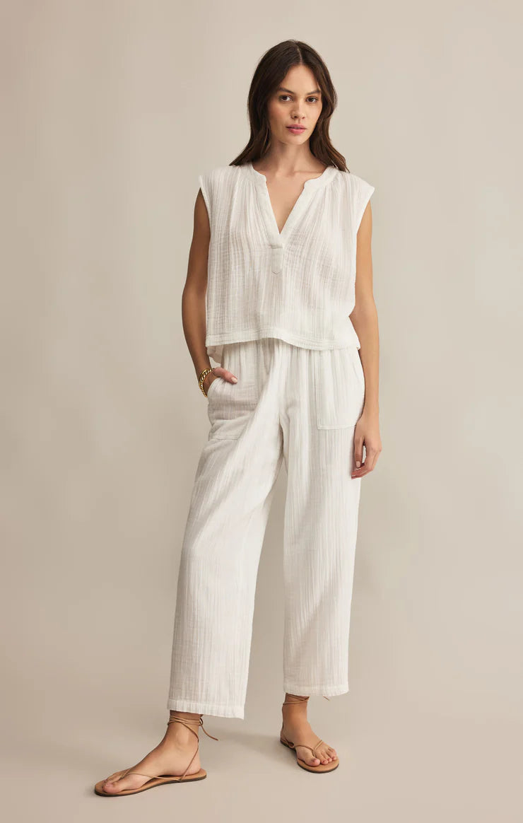Z SUPPLY Cliffside V-Neck Airy Gauze Top White