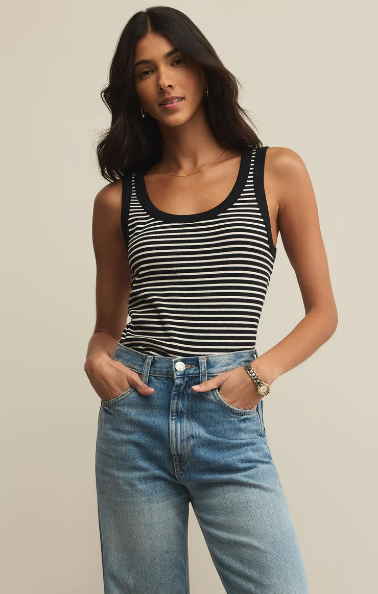Z SUPPLY Elin Stripe Rib Tank in black