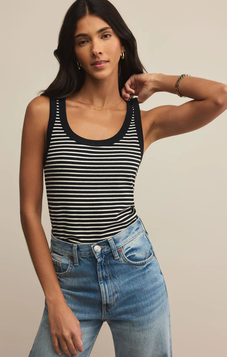 Z SUPPLY Elin Stripe Rib Tank in black