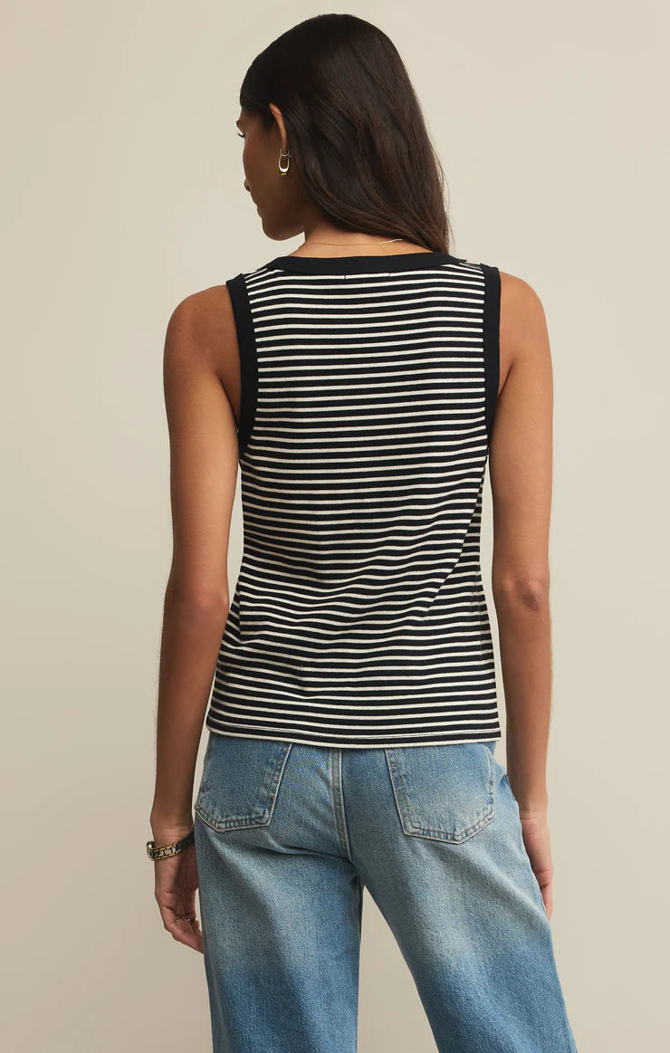 Z SUPPLY Elin Stripe Rib Tank in black