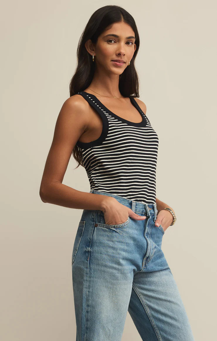 Z SUPPLY Elin Stripe Rib Tank in black