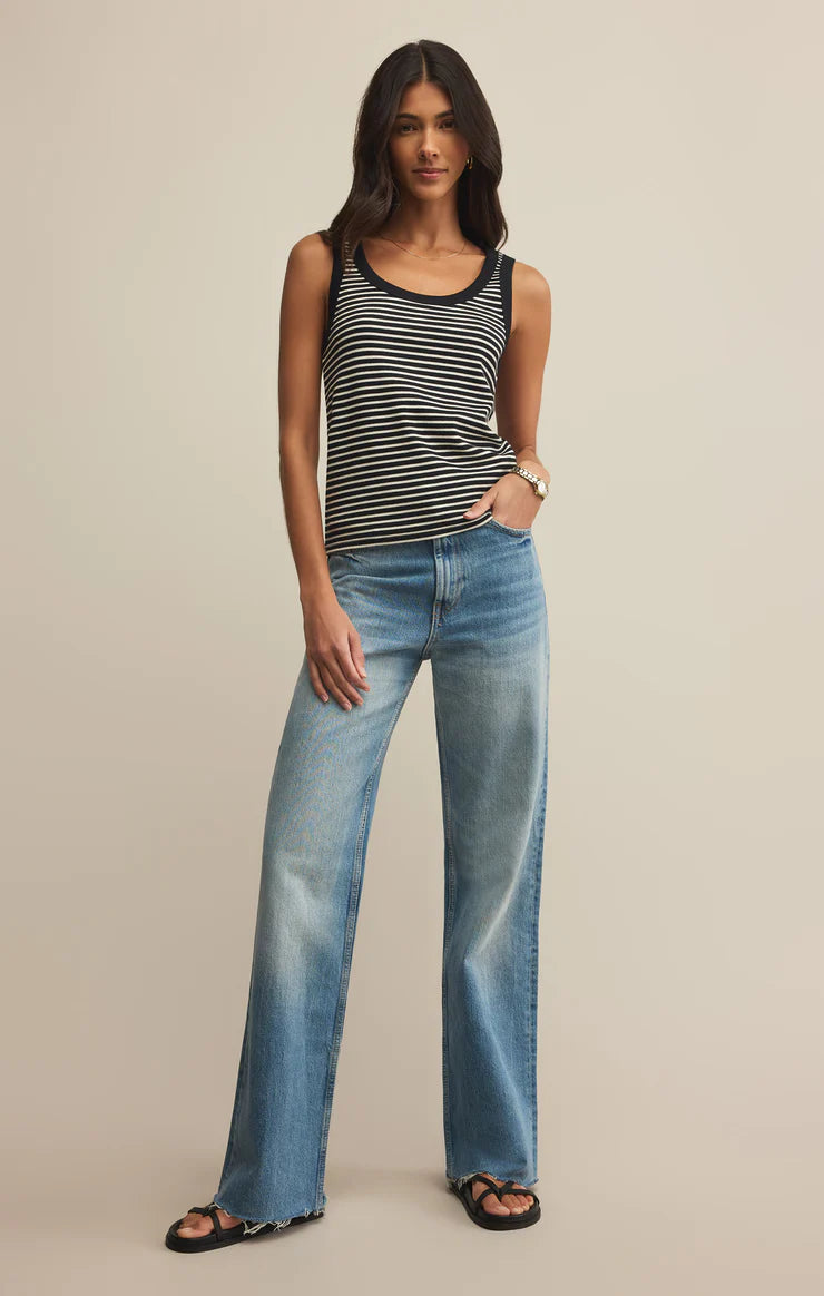 Z SUPPLY Elin Stripe Rib Tank in black