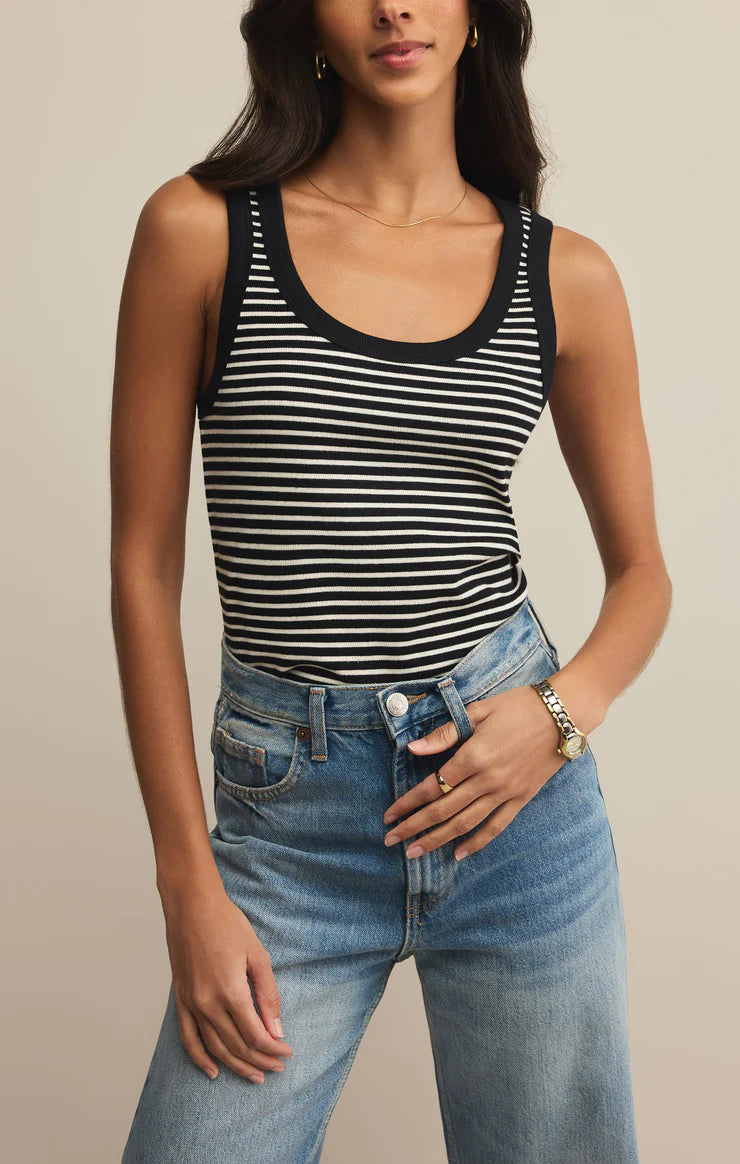 Z SUPPLY Elin Stripe Rib Tank in black
