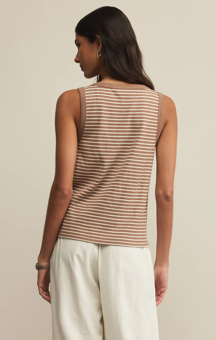 Z SUPPLY Elin Stripe Rib Tank in iced coffee
