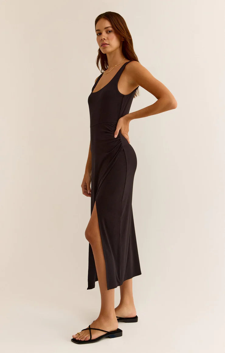 z supply melbourone midi dress in black-side view