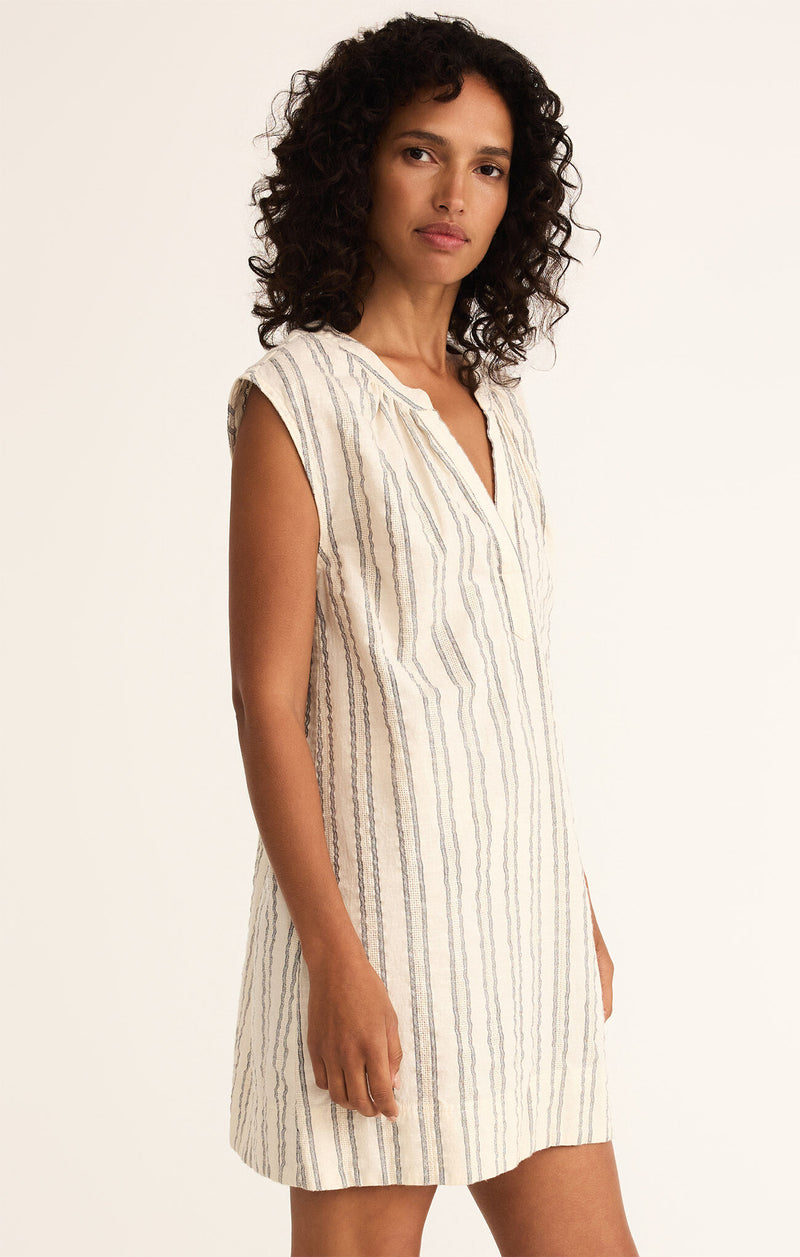 Z SUPPLY Minna Stripe Tunic Mini Dress Sea Salt