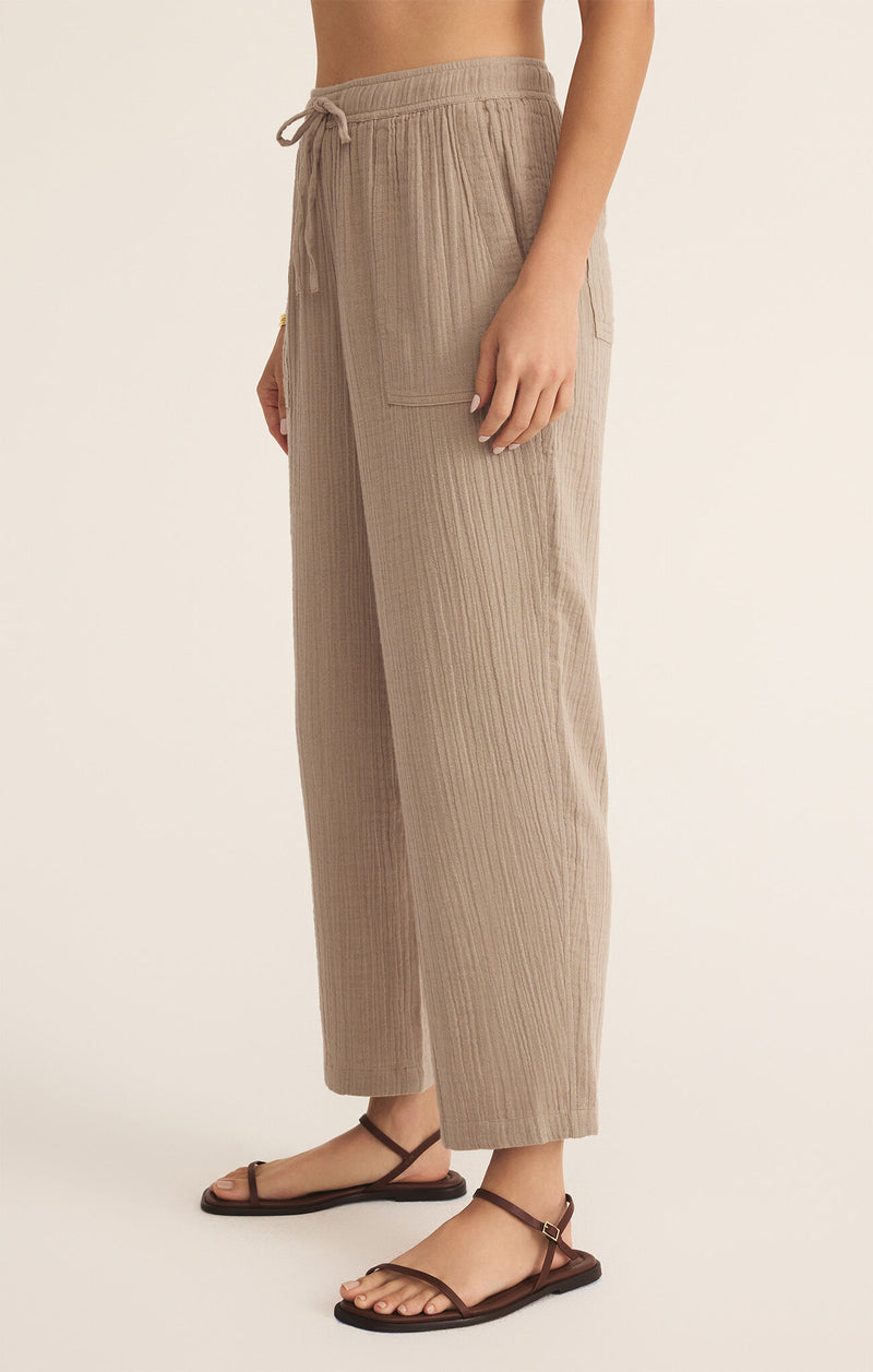 Z SUPPLY Plaza Airy Gauze Ankle Pant Iced Coffee