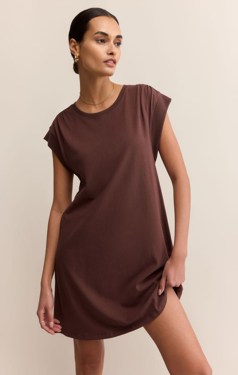 Z SUPPLY Routine Shift Mini Dress in sandalwood