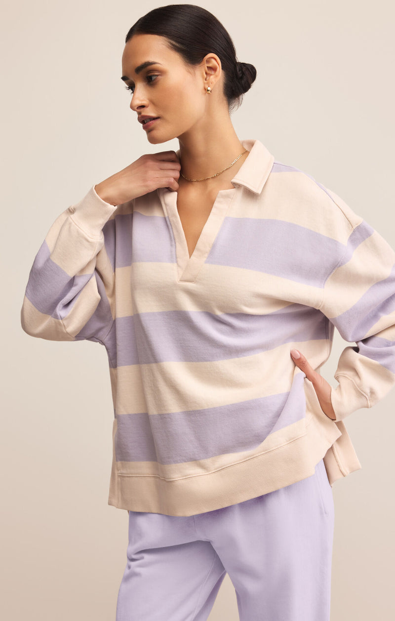 Z SUPPLY Rugby Brushed Fleece Henley in lavender ice