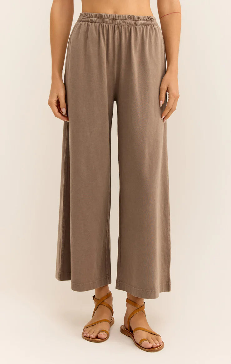 z supply scout cotton jersey pant in iced coffee-front view