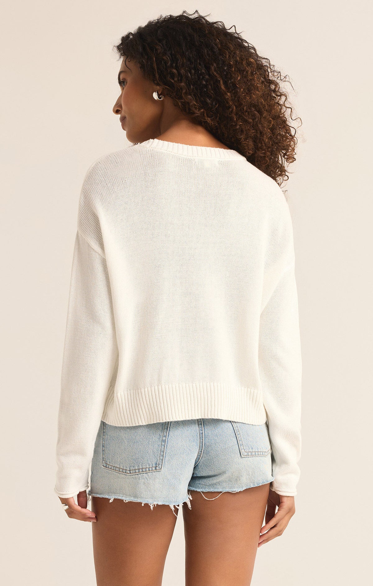 z supply sienna local sweater in white-back