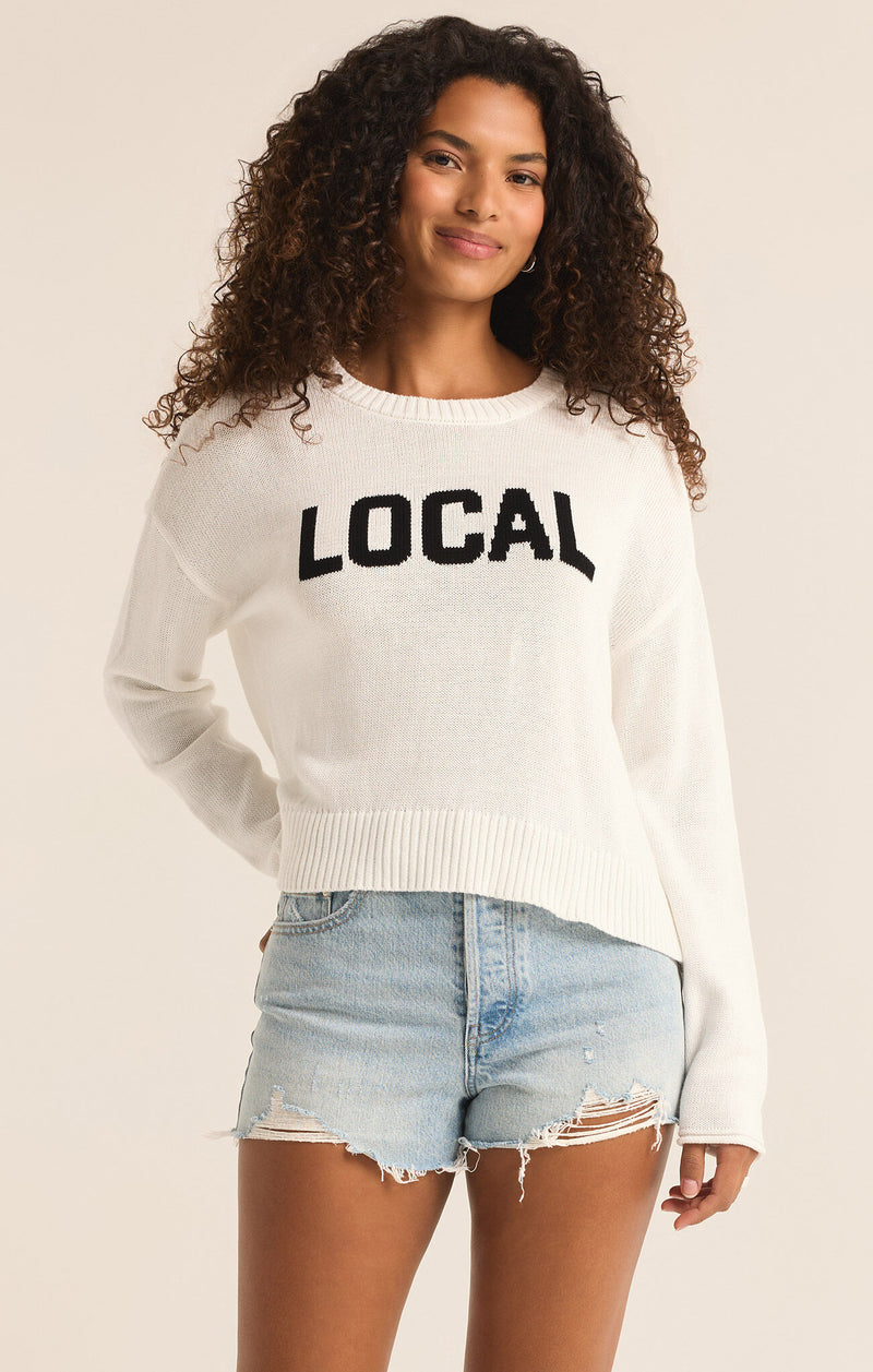 z supply sienna local sweater in white-front