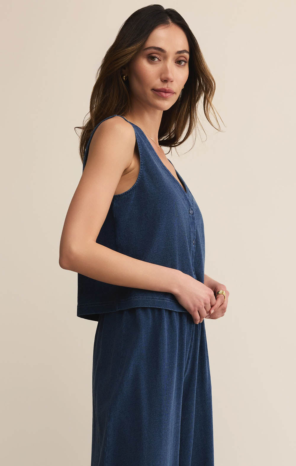 Z SUPPLY Solace Jersey Denim Top Indigo