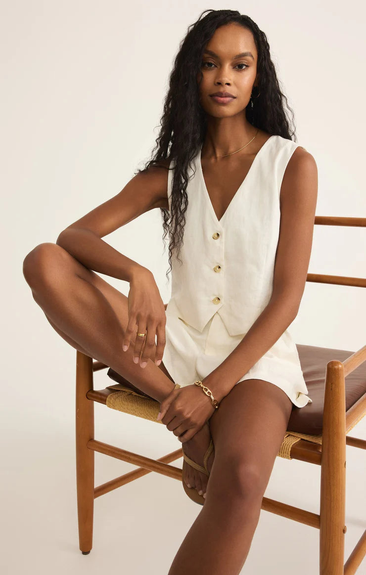 Z SUPPLY Topanga Linen Shorts in white