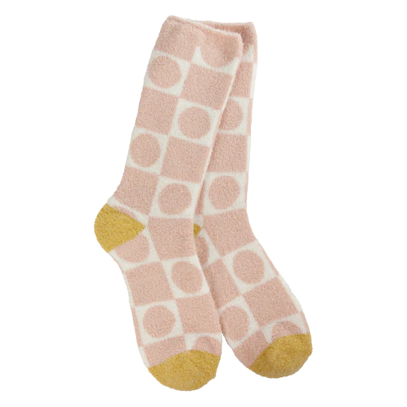worlds softest cozy cali crew socks in geo rose