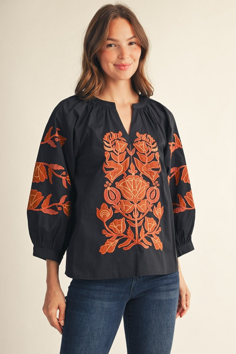 Baroque Garden Embroidered Floral Top