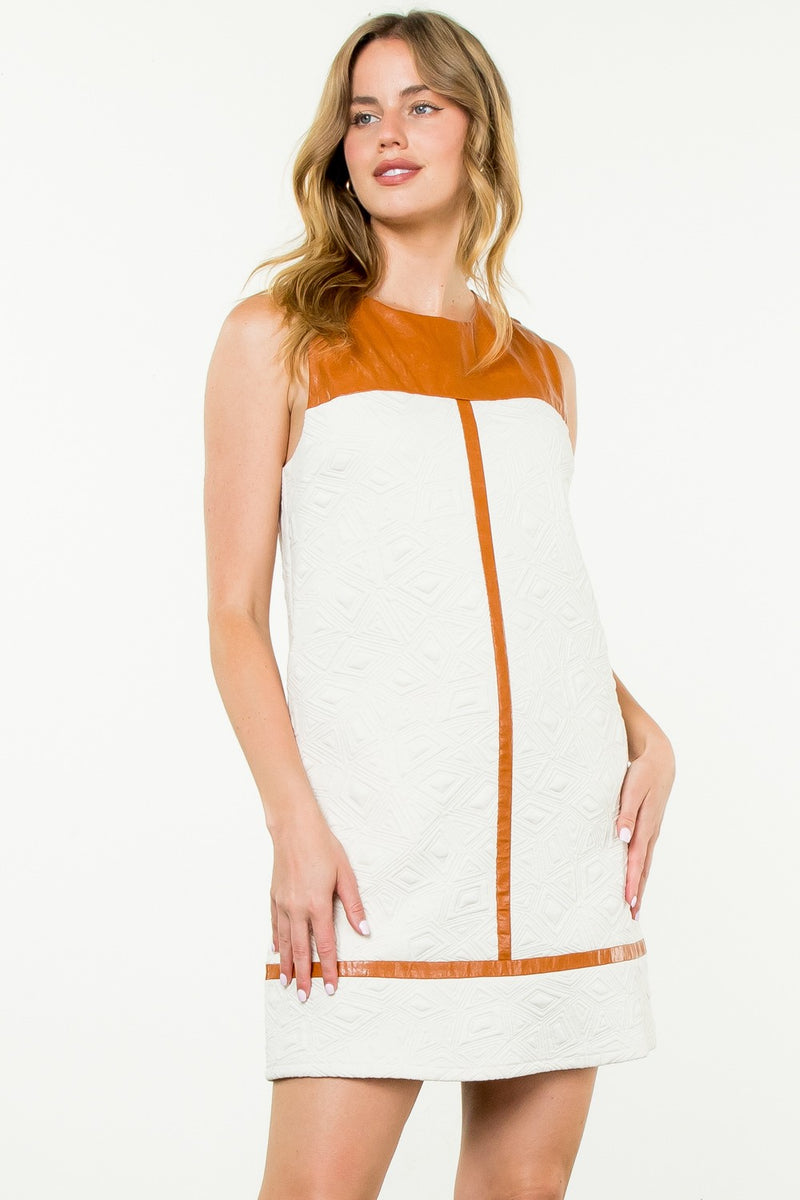 mixed media textured slip on dress