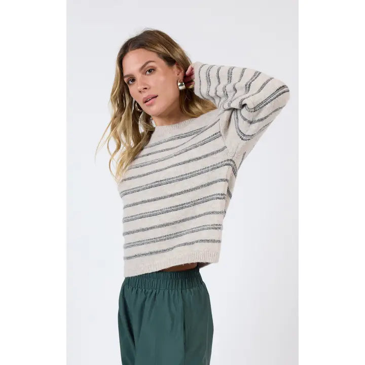 Open Windows Striped Sweater in grey multi-side