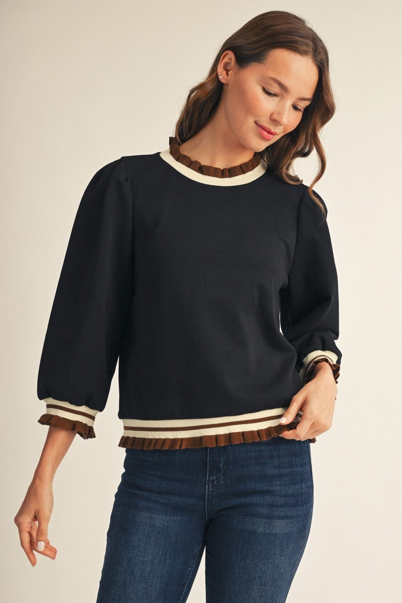 Sweet Details Ruffle Trim Top