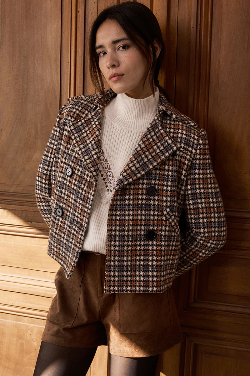 Molly Bracken Plaid Double Breasted Coat