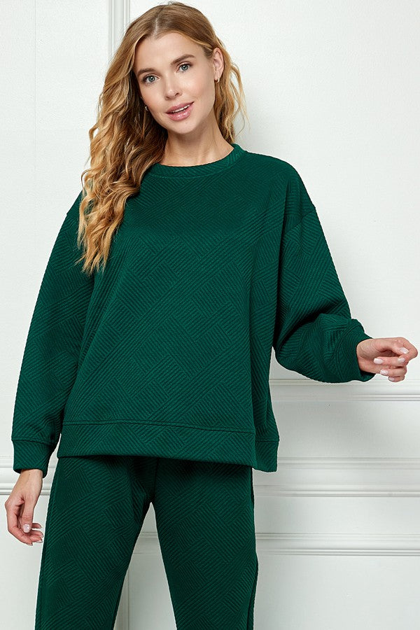 Textured Sweatshirt Lounge Top