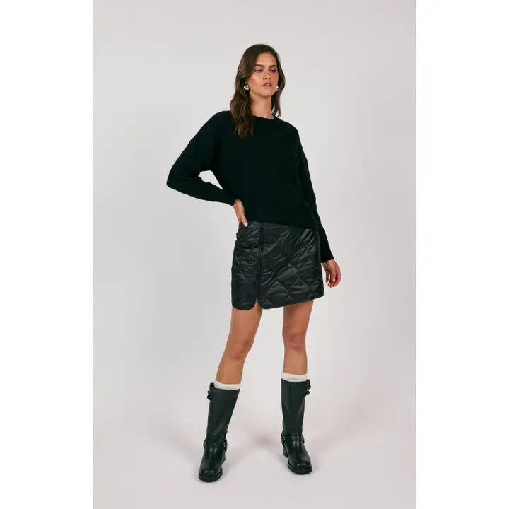 New Horizons Quilt Mini Skirt in black-front