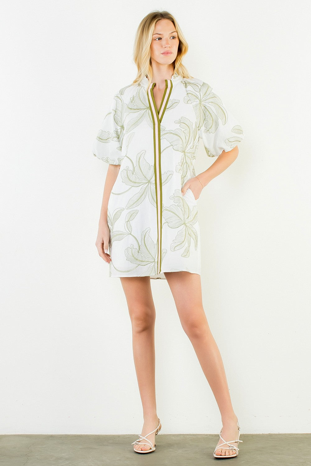 Leaf Flutter Sleeve Dress