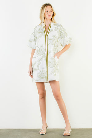 Leaf Flutter Sleeve Dress