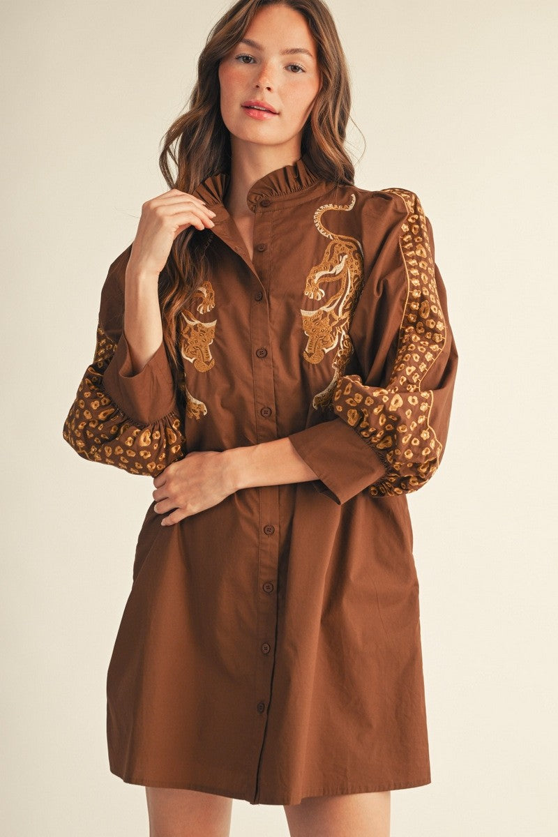 Leopard Embroidered Dress