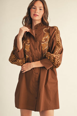 Leopard Embroidered Dress