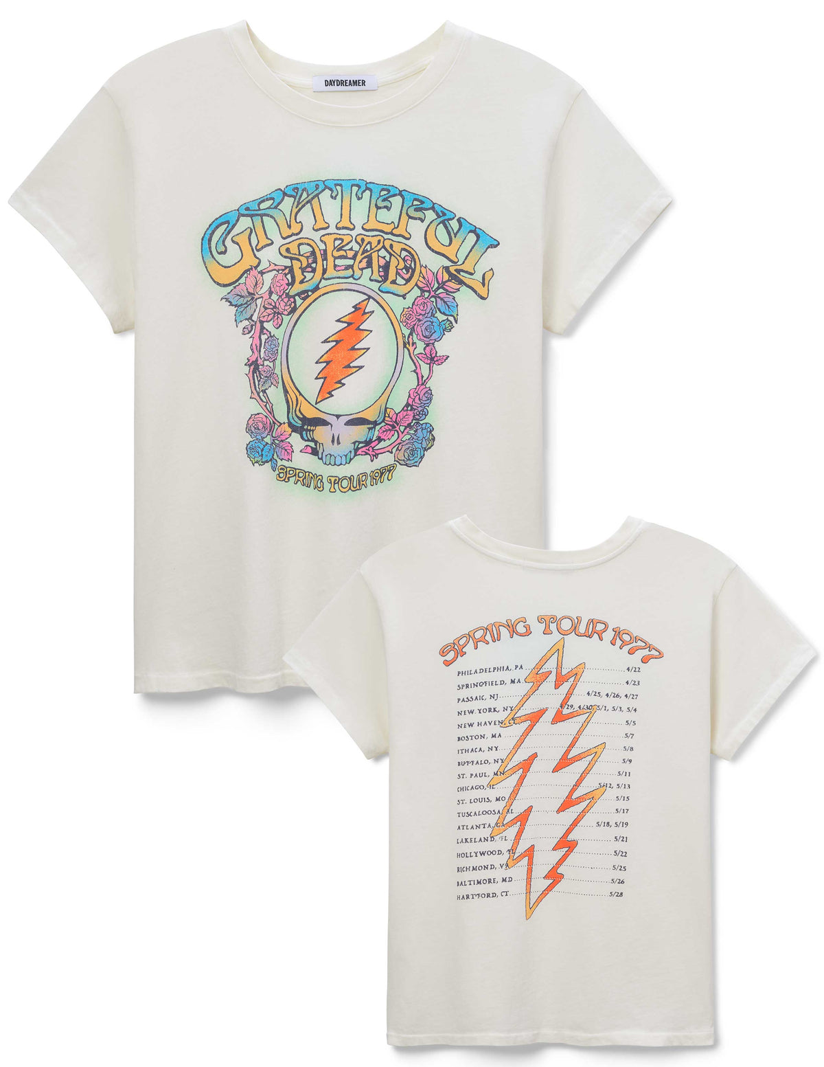 daydreamer grateful dead spring tour tee-front and back view