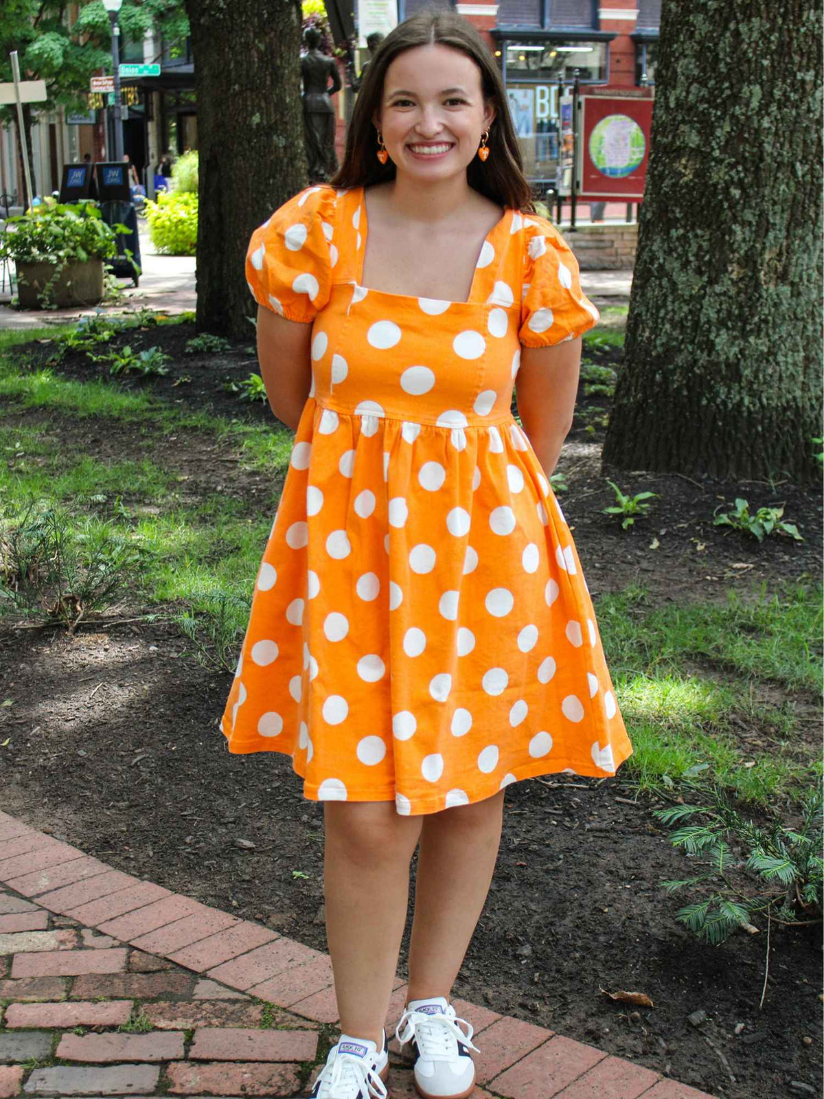 Tailgate Polka Dot Puff Sleeve Mini Dress