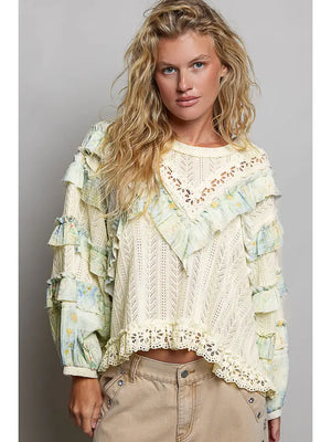 Chevron Lace Ruffle Top