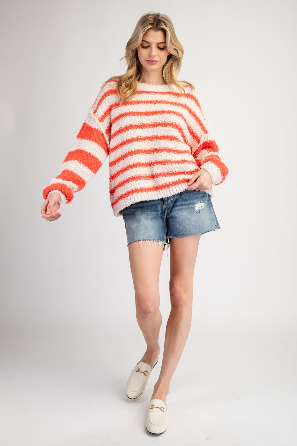 tennessee orange and white striped sweater-front