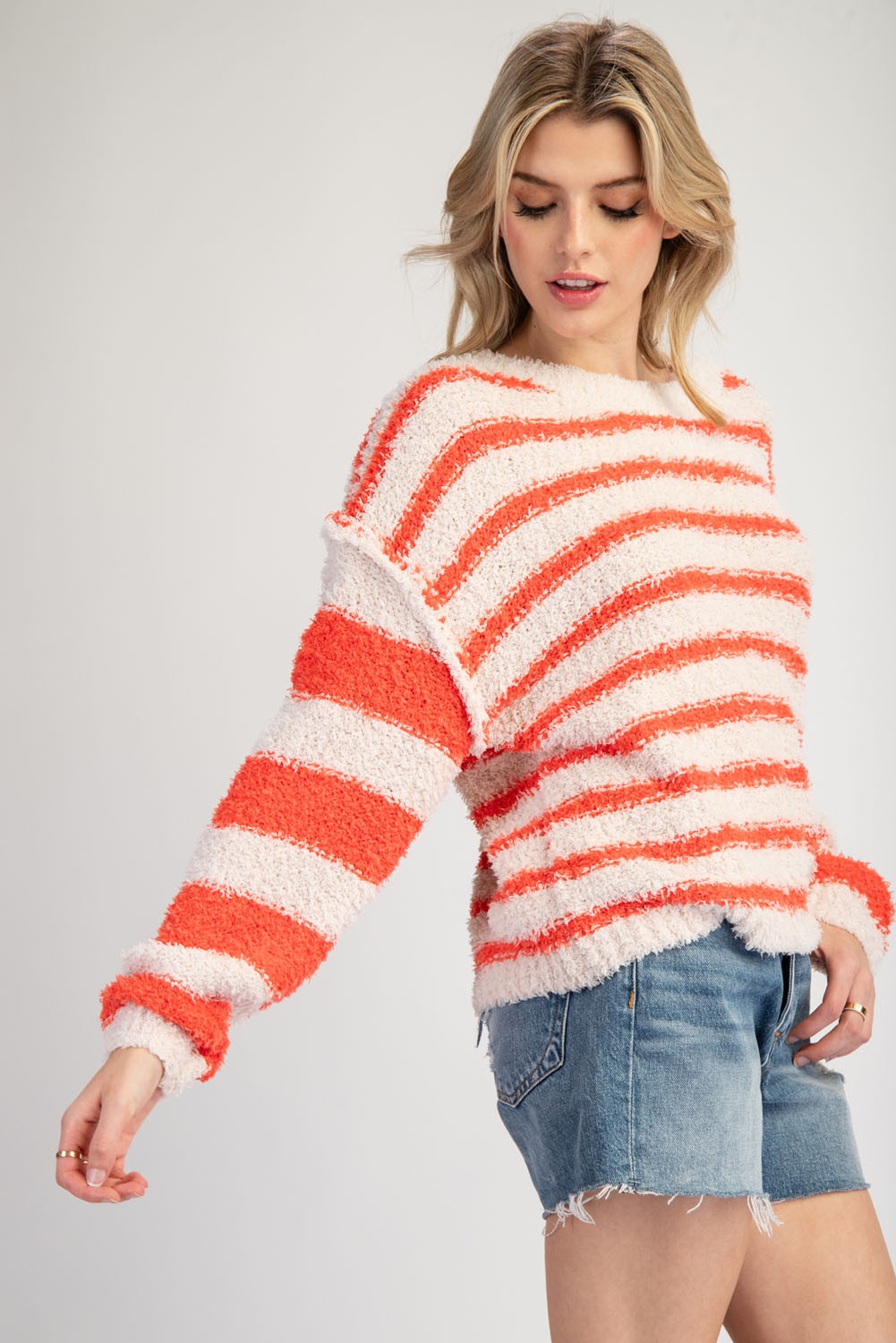 tennessee orange and white striped sweater-front