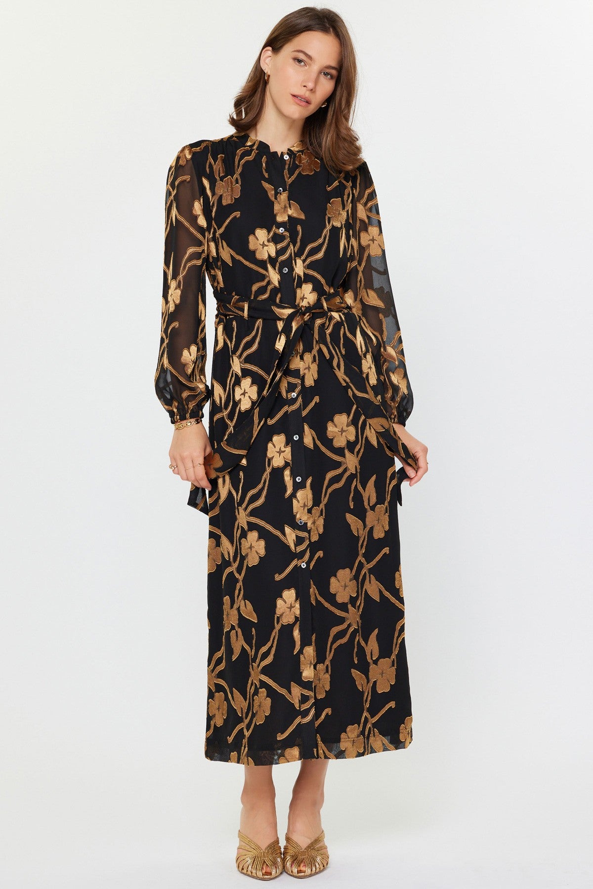 Blooming Grace Jacquard Midi Dress